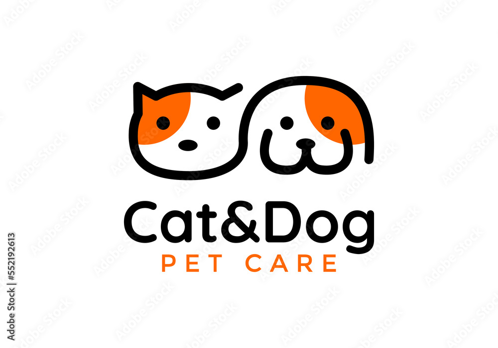 Cat and dog logo for the business symbol. Cat and dog logo for the business symbol.