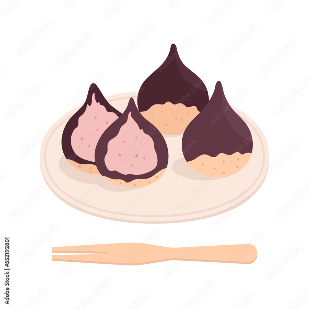 Traditional japanese wagashi dessert illustration Traditional japanese wagashi dessert illustration