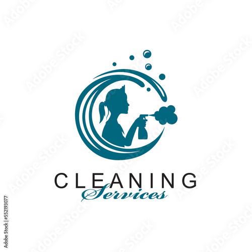 house maid lady for cleaning service design with spray bottle in hand isolated on white background