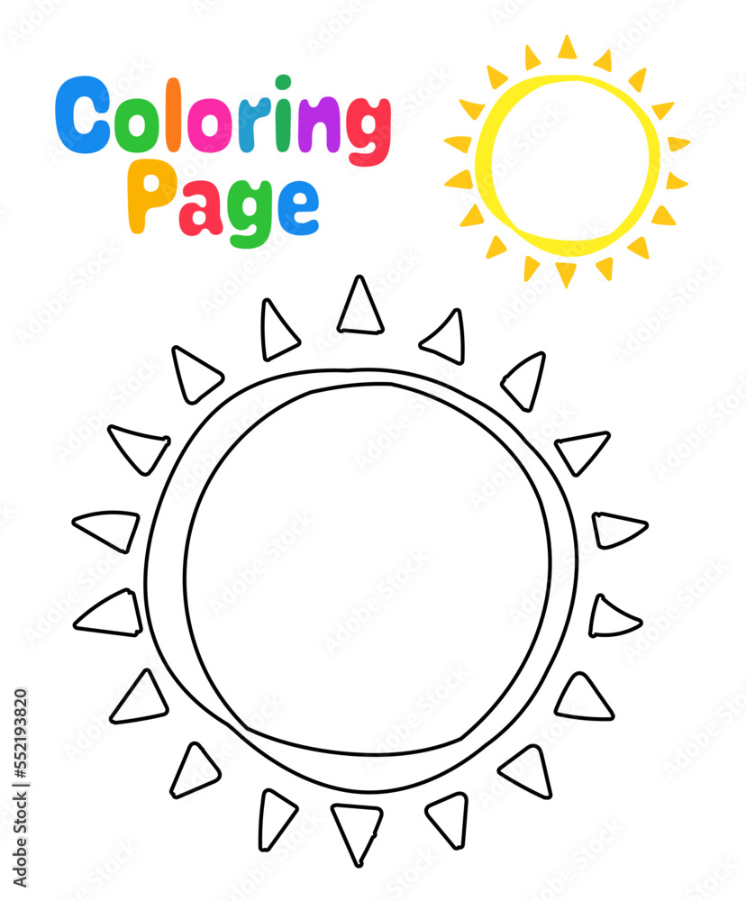 Coloring page with Sun for kids