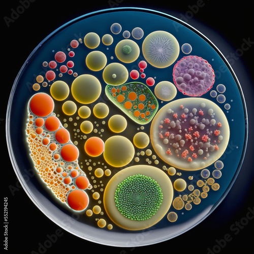 petri dish with bacteria and mold - generative AI