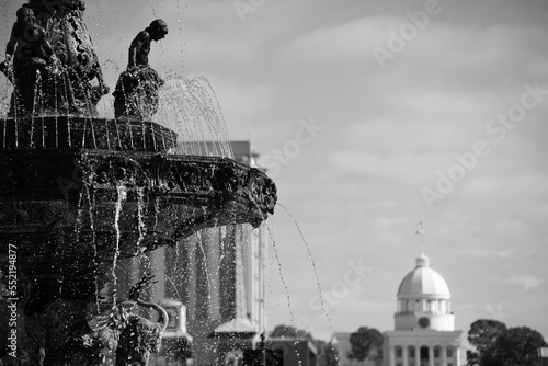 Water fountain in downtown Montgomery looking towards Capital building