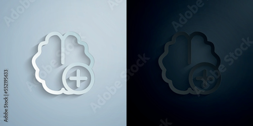 Add brain paper icon with shadow vector illustration