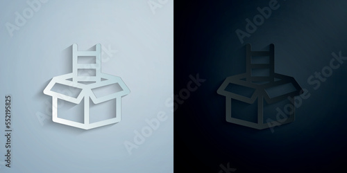 Box ladder paper icon with shadow vector illustration