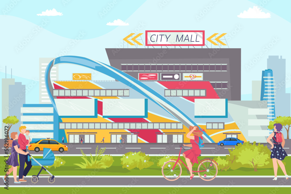 Modern buildings city architecture, vector illustration. Cityscape office exterior with corporate architecture - business and success.