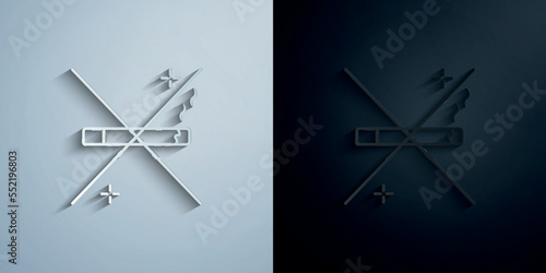 No smoking, airplane, airport paper icon with shadow vector illustration