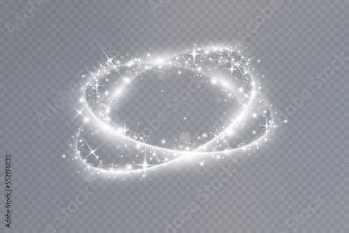 Magic spiral with sparkles.White light effect.Glitter particles with lines.Swirl effect.