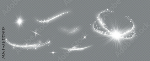 Magic spiral with sparkles.White light effect.Glitter particles with lines.Swirl effect.