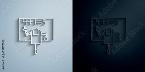 Smart robot, teacher robot concept line paper icon with shadow vector illustration