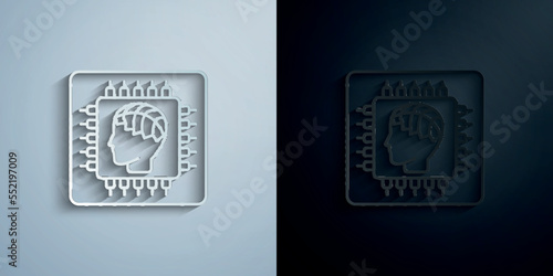 Smart machine cheep concept line paper icon with shadow vector illustration