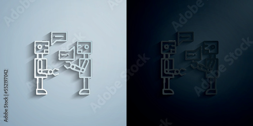 Artificial intelligence conversation concept line paper icon with shadow vector illustration