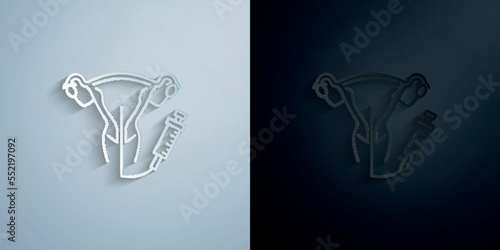Artificial insemination, uterus paper icon with shadow vector illustration