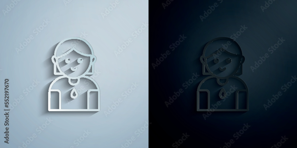 Donor woman paper icon with shadow vector illustration