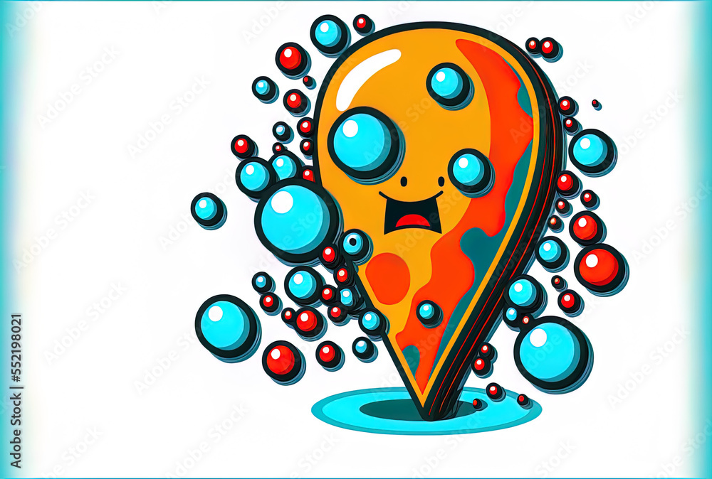 Obraz premium Character mascot map pointer pin with an abstract plan map on a white backdrop. Generative AI