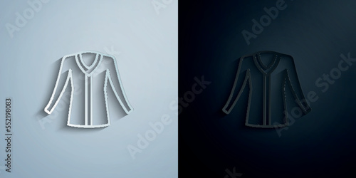 Suit woman paper icon with shadow vector illustration