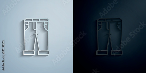 Capri, clothes, denim paper icon with shadow vector illustration