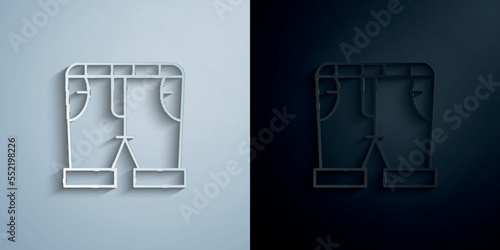 Capri, clothes, denim paper icon with shadow vector illustration
