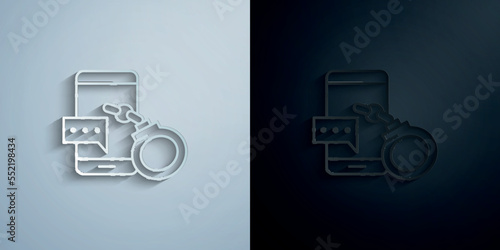Bribe, mobile phone, clamp paper icon with shadow vector illustration
