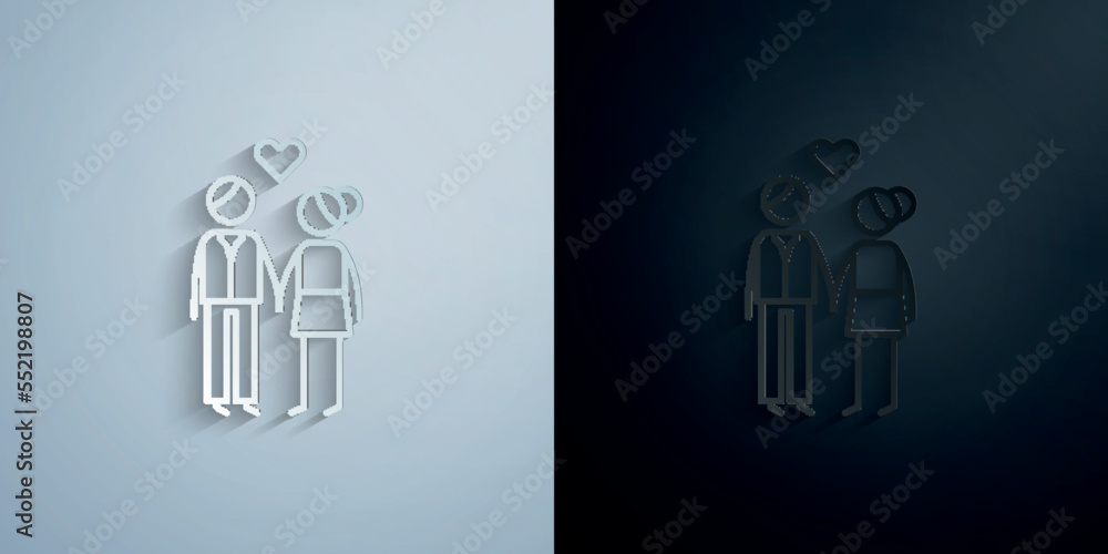 Couple, love paper icon with shadow vector illustration Couple, love paper icon with shadow vector illustration