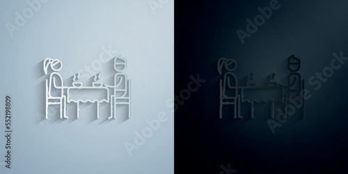 Dinner, parents paper icon with shadow vector illustration