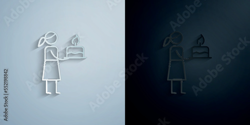 Birthday, mom paper icon with shadow vector illustration