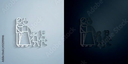 Parenthood, children paper icon with shadow vector illustration