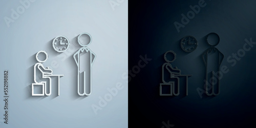 Home schooling, taking examination paper icon with shadow vector illustration