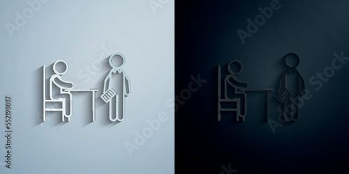 Home schooling, hiring tutor paper icon with shadow vector illustration
