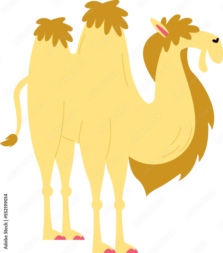 Fototapeta premium Funny cartoon animal flat icon Cute camel