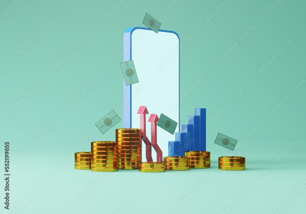 gold money dollar coin, investment risk trading for cash, 3d illustration rendering gold money dollar coin, investment risk trading for cash, 3d illustration rendering