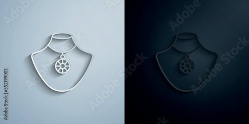 Necklace paper icon with shadow vector illustration