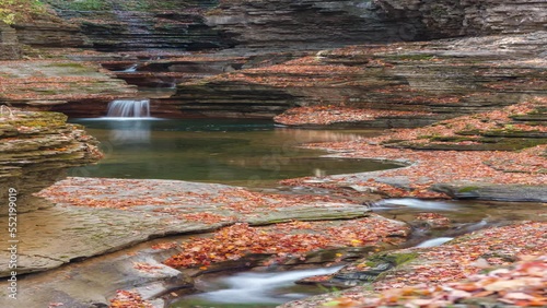 Autumn waterfalls time-lapse at Watkins glen state park photo