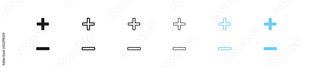Obraz premium Plus icon. Minus sign. Add symbol. Remove symbols. Negative icons. Vector sign.