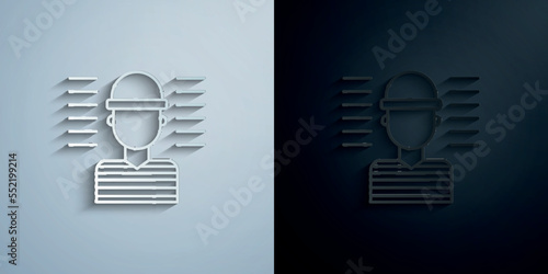 Prisoner, man paper icon with shadow vector illustration