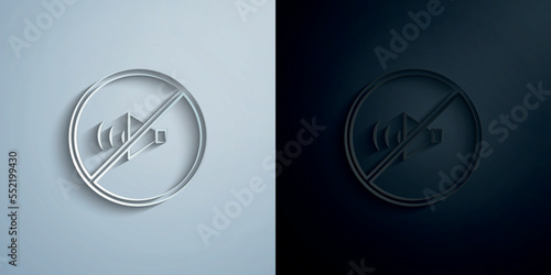 Forbidden sound, no sound concept line paper icon with shadow vector illustration