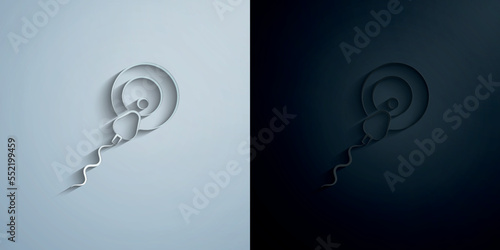 Fertilization ovarian concept line paper icon with shadow vector illustration