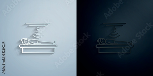Ultrasound, physiotherapy, man paper icon with shadow vector illustration