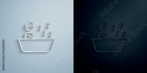 Bath, physiotherapy, man paper icon with shadow vector illustration