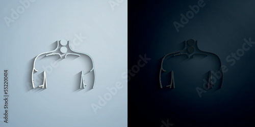 Neck problems, pain paper icon with shadow vector illustration