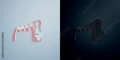 Bursitis, toe, pain paper icon with shadow vector illustration