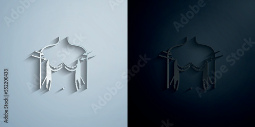 Breast reduction, woman paper icon with shadow vector illustration