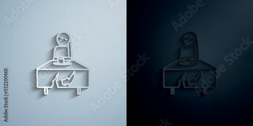 Poor and hungry paper icon with shadow vector illustration