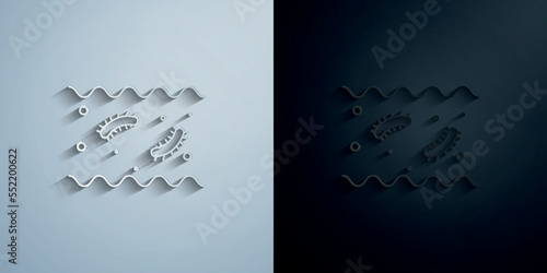 Intestinal flora intestine concept line paper icon with shadow vector illustration