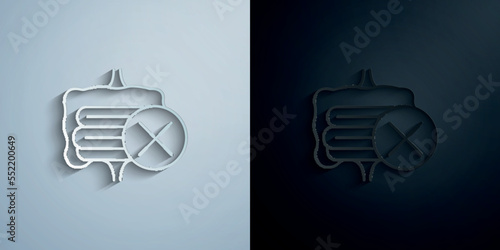 Bad intestinal, intestinal flora concept line paper icon with shadow vector illustration