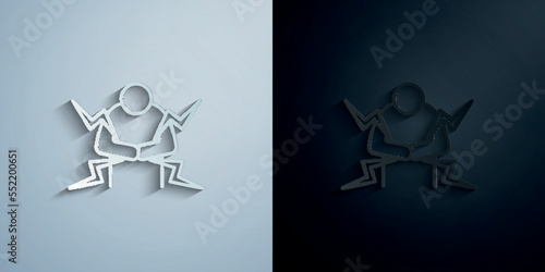 Bad diarrhea stomach concept line paper icon with shadow vector illustration