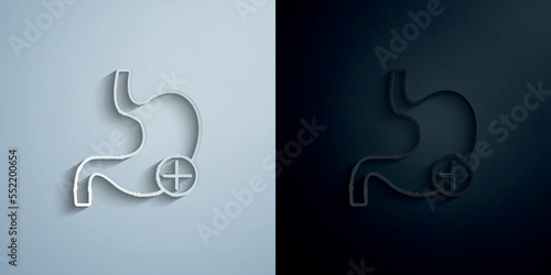 Stomach probiotic concept line paper icon with shadow vector illustration