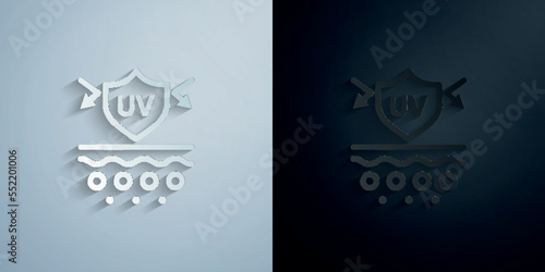 Ultraviolet, skin paper icon with shadow vector illustration