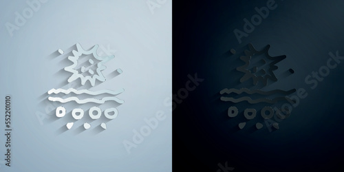 Bacteria, skin paper icon with shadow vector illustration