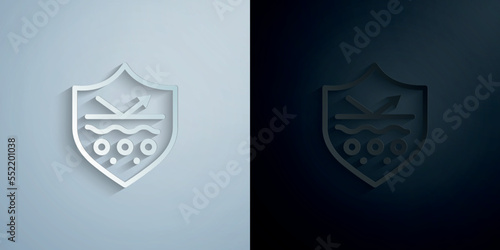 Protect, skin paper icon with shadow vector illustration