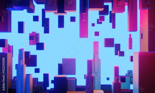 3d illustration rendering,gaming gamer background abstract wallpaper,cyberpunk style metaverse scifi game, neon glow of stage scene pedestal room